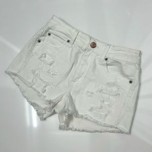 American Eagle Distressed Jean Shorts, White